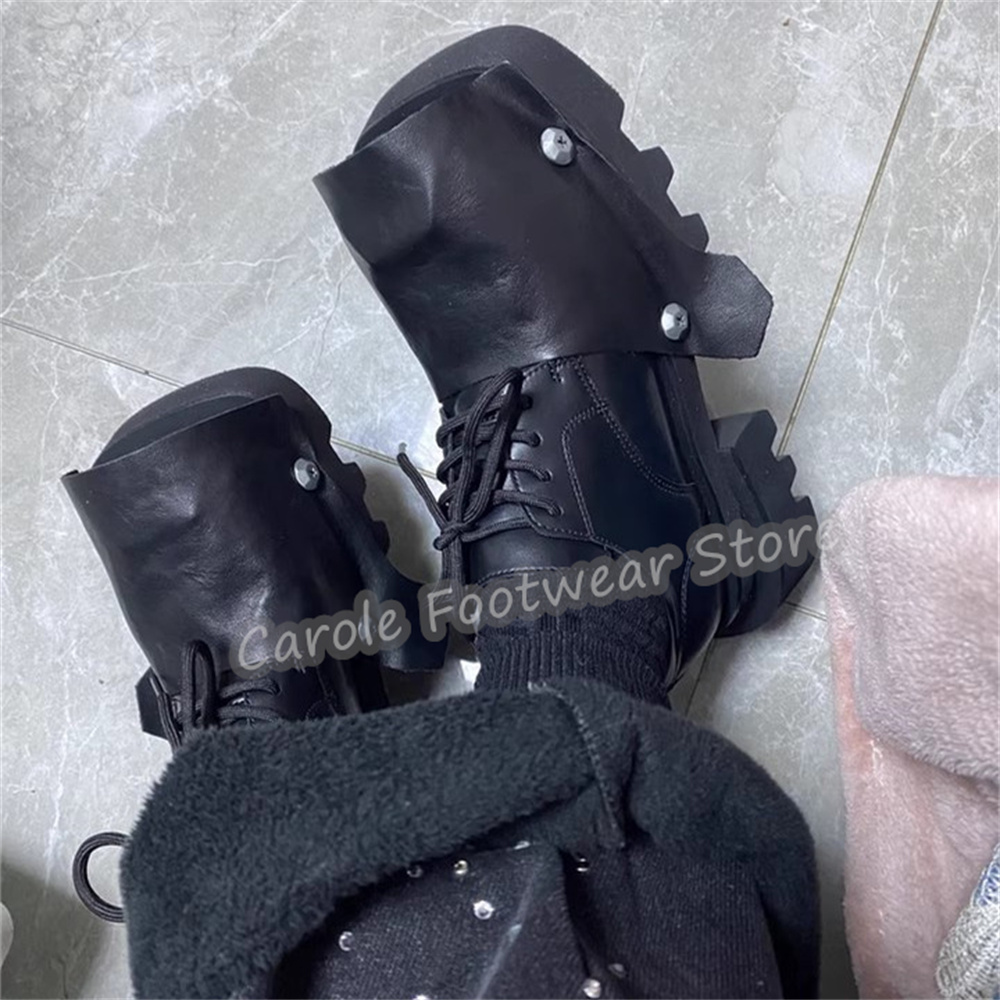 Fashion Square Toe Chunky Bott - Leatherwork Rivets recension och pris