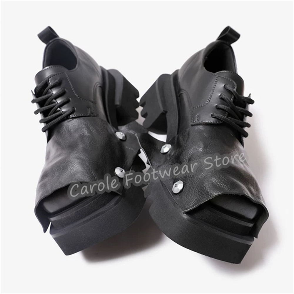 Fashion Square Toe Chunky Bott - Leatherwork Rivets recension och pris