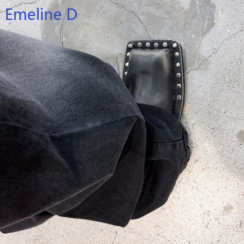 Unisex Square Toe Mule Slides  - Leatherwork Rivets recension och pris