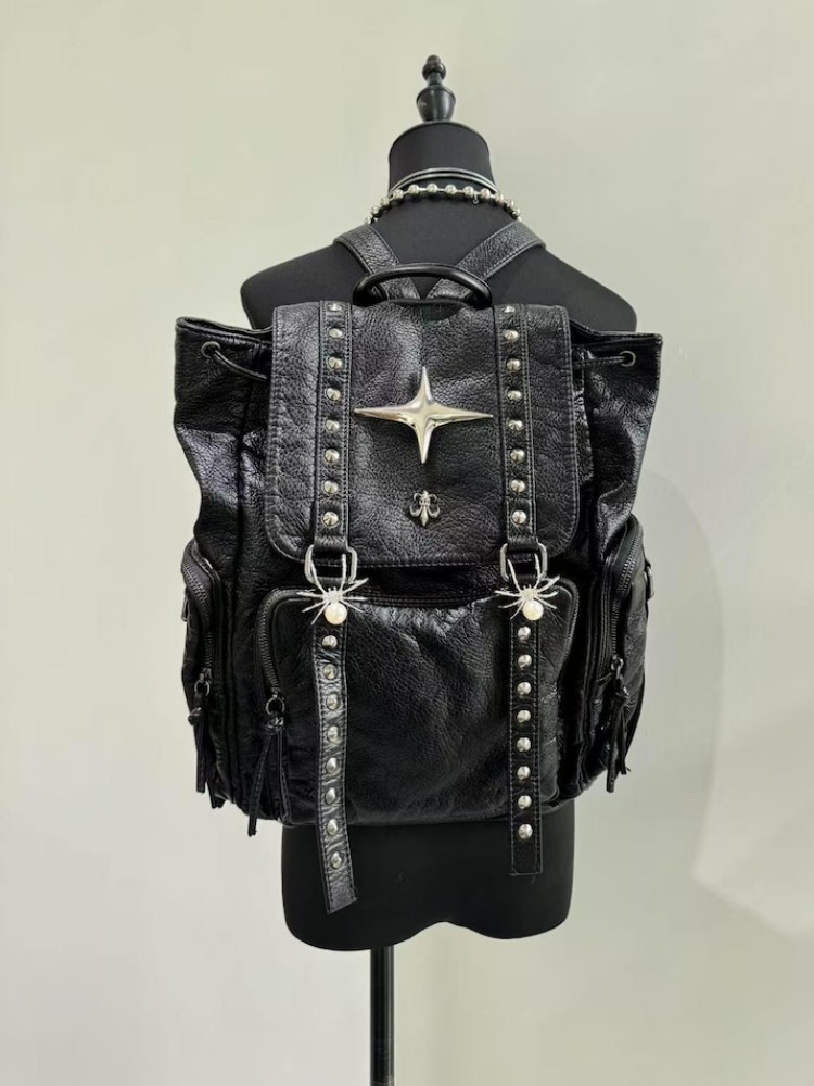 Gothic Punk PU Leather Shoulde - Leatherwork Rivets recension och pris